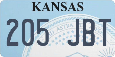KS license plate 205JBT