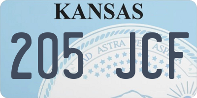 KS license plate 205JCF