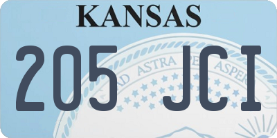 KS license plate 205JCI