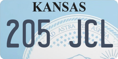 KS license plate 205JCL