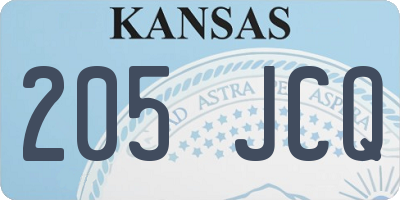 KS license plate 205JCQ