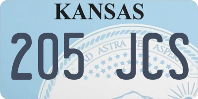 KS license plate 205JCS