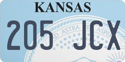 KS license plate 205JCX