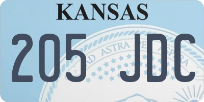 KS license plate 205JDC