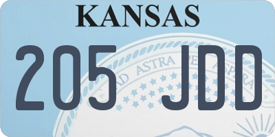 KS license plate 205JDD