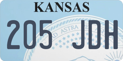 KS license plate 205JDH