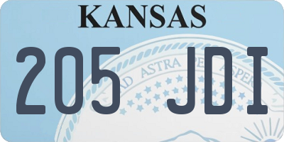 KS license plate 205JDI
