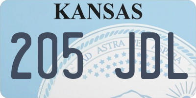 KS license plate 205JDL