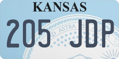 KS license plate 205JDP