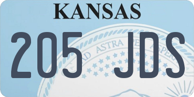 KS license plate 205JDS
