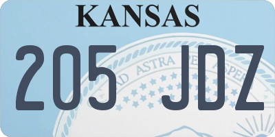 KS license plate 205JDZ