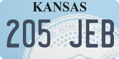 KS license plate 205JEB