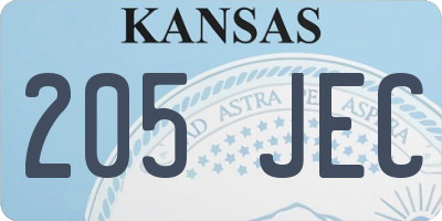 KS license plate 205JEC