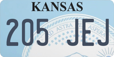 KS license plate 205JEJ
