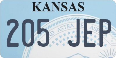 KS license plate 205JEP