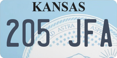 KS license plate 205JFA