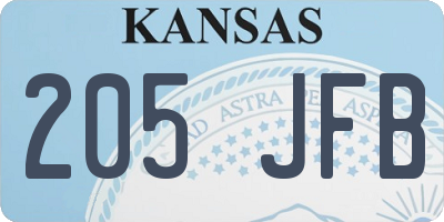 KS license plate 205JFB