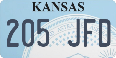 KS license plate 205JFD