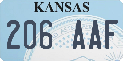 KS license plate 206AAF