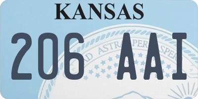 KS license plate 206AAI
