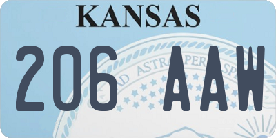 KS license plate 206AAW