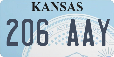 KS license plate 206AAY