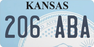 KS license plate 206ABA