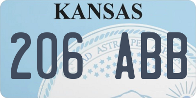 KS license plate 206ABB