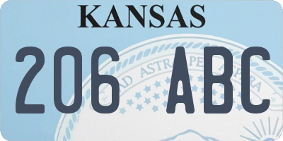 KS license plate 206ABC