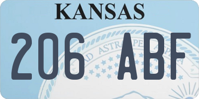 KS license plate 206ABF