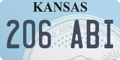 KS license plate 206ABI