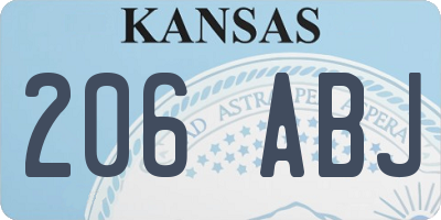 KS license plate 206ABJ