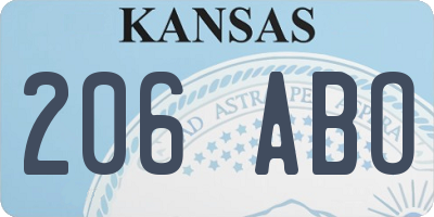 KS license plate 206ABO