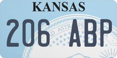 KS license plate 206ABP