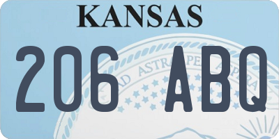 KS license plate 206ABQ