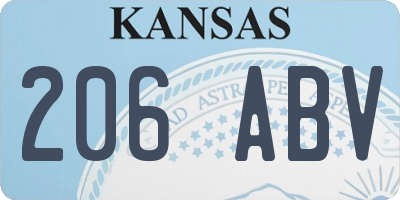 KS license plate 206ABV