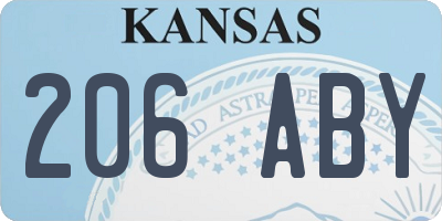 KS license plate 206ABY