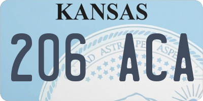 KS license plate 206ACA