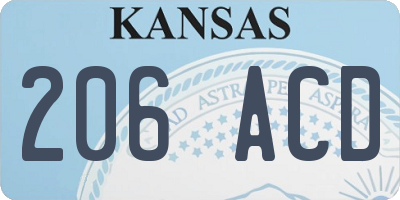 KS license plate 206ACD