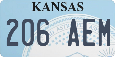 KS license plate 206AEM