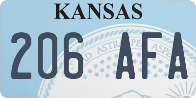 KS license plate 206AFA