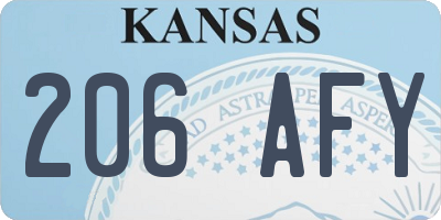 KS license plate 206AFY