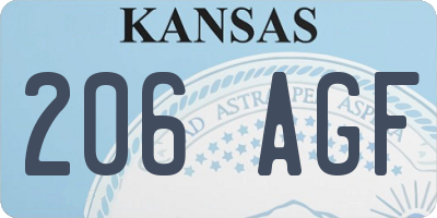 KS license plate 206AGF