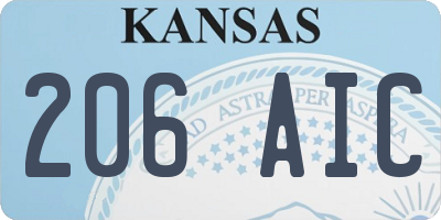 KS license plate 206AIC