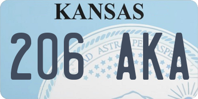 KS license plate 206AKA