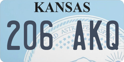 KS license plate 206AKQ