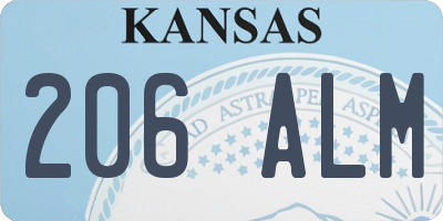 KS license plate 206ALM