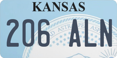 KS license plate 206ALN
