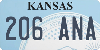KS license plate 206ANA