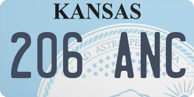 KS license plate 206ANC